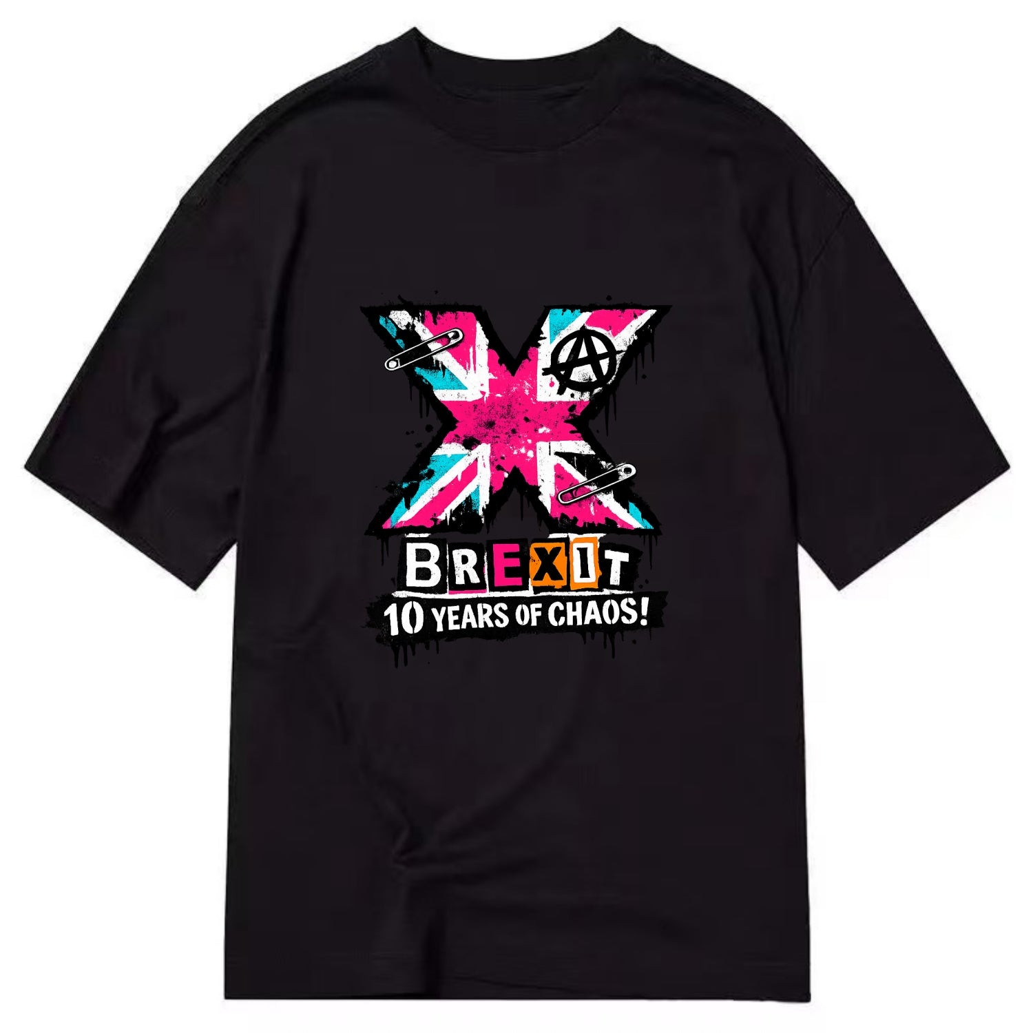 X YEARS | Roman numeral X massive | Union Jack fill pattern | Bold statement - Classic T-shirt - Black