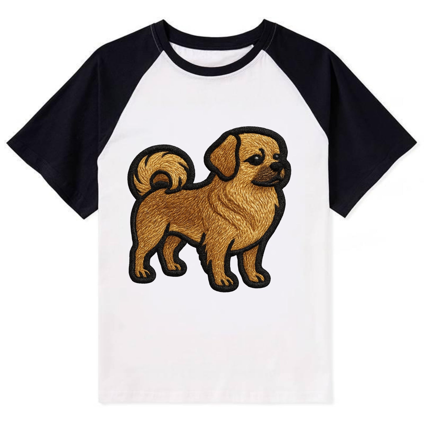 Tibetan Spaniel - Modern Tibetan breed d - Contrast Raglan T-shirt - Black