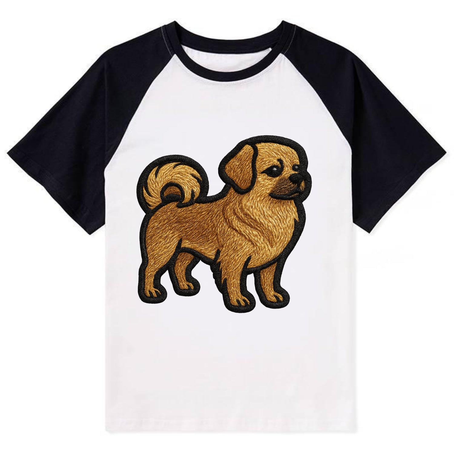 Tibetan Spaniel - Modern Tibetan breed d - Contrast Raglan T-shirt - Black