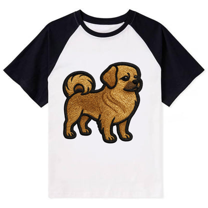 Tibetan Spaniel - Modern Tibetan breed d - Contrast Raglan T-shirt - Black