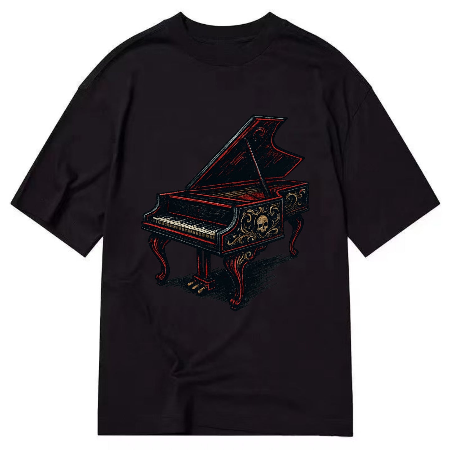Harpsichord with baroque decorative styling - Classic T-shirt - Black
