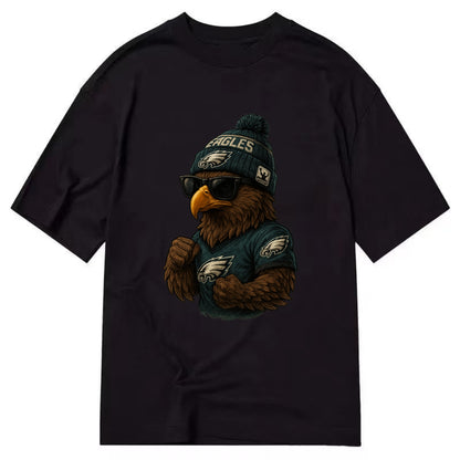 Philly Hawk wearing Eagles beanie with Rocky patch and wayfarer sunglasses - Classic T-shirt - Black