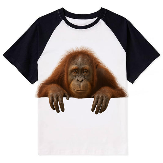 Orangutan  - Contrast Raglan T-shirt - Black