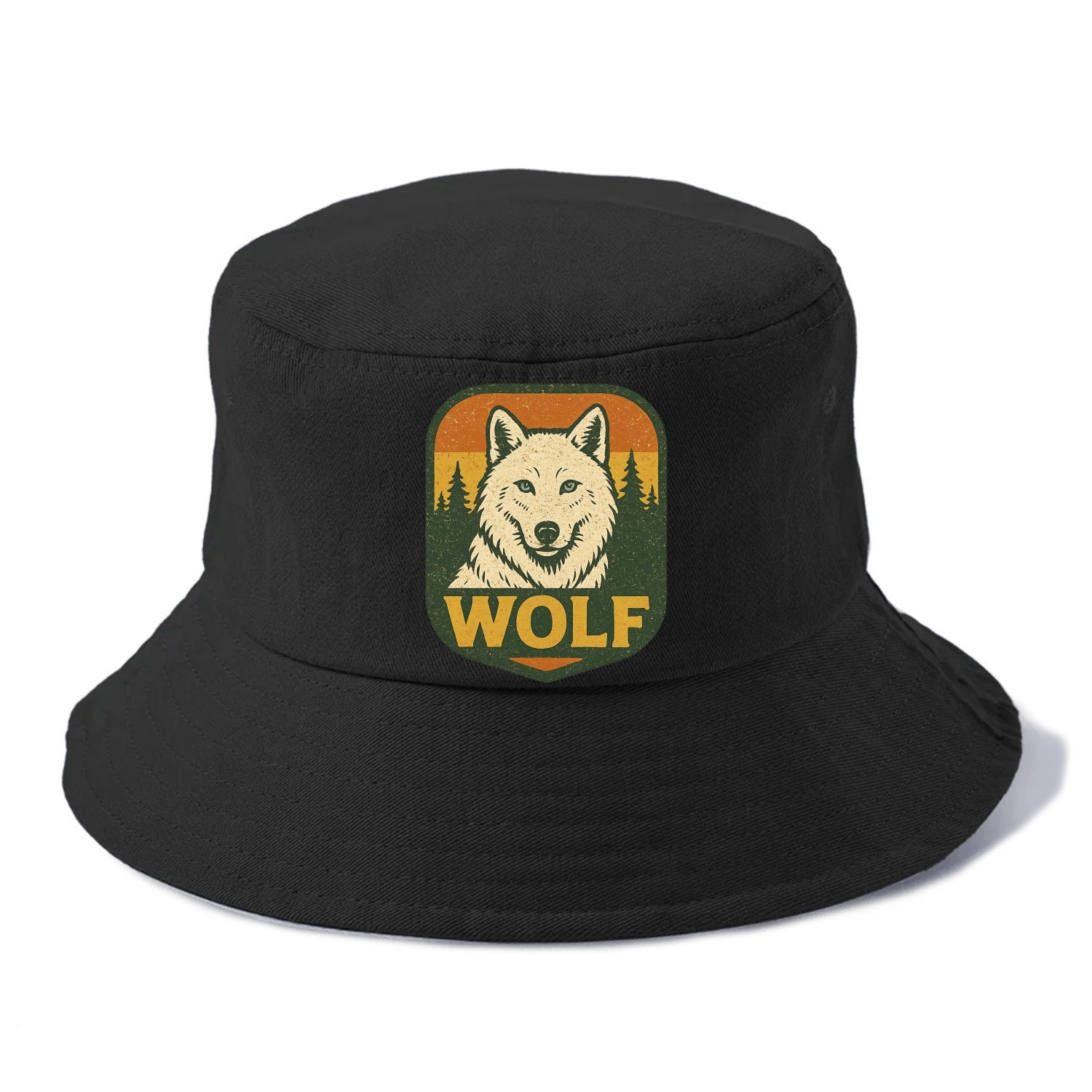 Arctic White Wolf  - Bucket Hat - Black