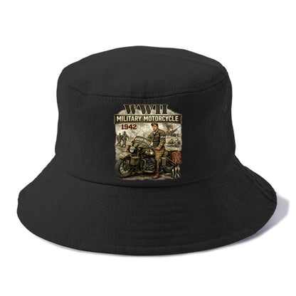 Wwii Military Motorcycle 1942 - Bucket Hat - Black