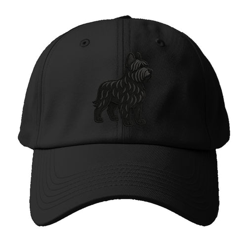 Briard - Black wavy coat embroidered herding pose - Baseball Cap