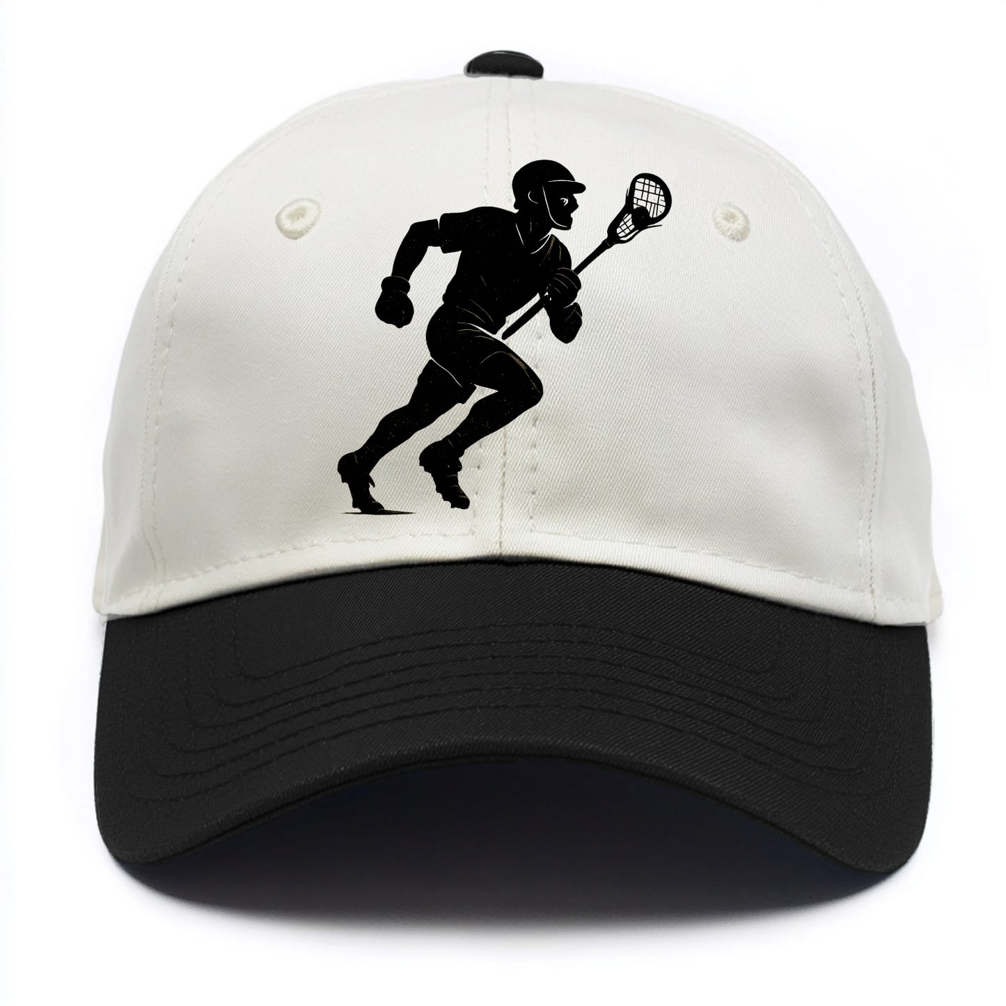 Lacrosse player cradling and running - Two Tone Cap - Black