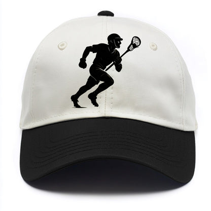 Lacrosse player cradling and running - Two Tone Cap - Black