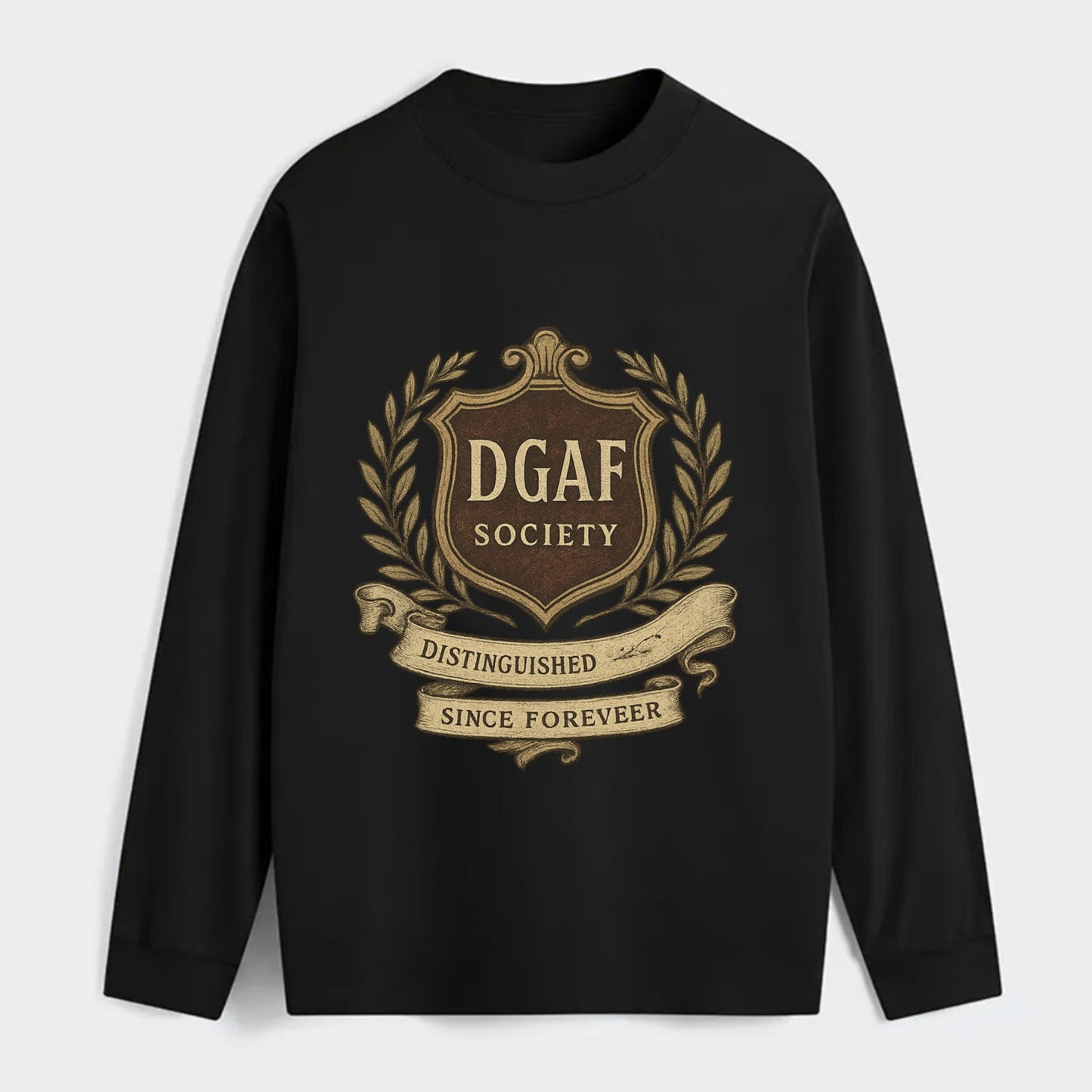 Official membership card design - "DGAF Society - Distinguished Members - Classic Long Sleeve Shirt - Black
