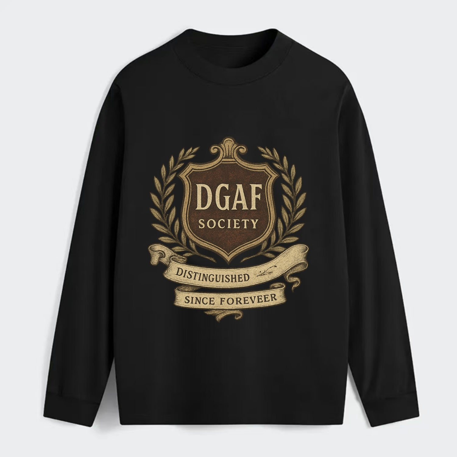 Official membership card design - "DGAF Society - Distinguished Members - Classic Long Sleeve Shirt - Black