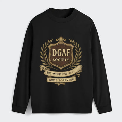 Official membership card design - "DGAF Society - Distinguished Members - Classic Long Sleeve Shirt - Black