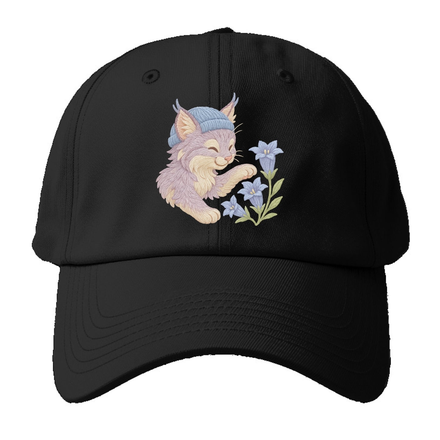 Lynx and Gentian  - Baseball Cap For Big Heads - Black