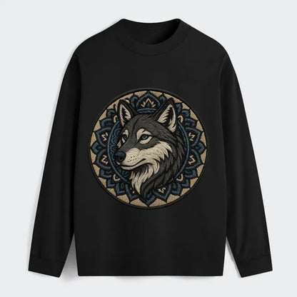 Mandala Wolf Pattern  - Classic Long Sleeve Shirt - Black