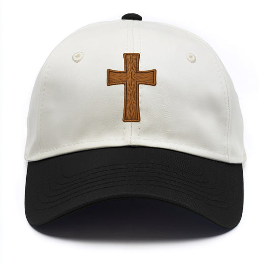 Carved Cross  - Two Tone Cap - Black