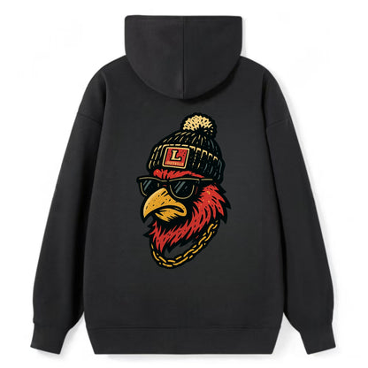 Louisville Cardinal wearing Louisville beanie with L patch - Classic Pullover Hoodie - Black