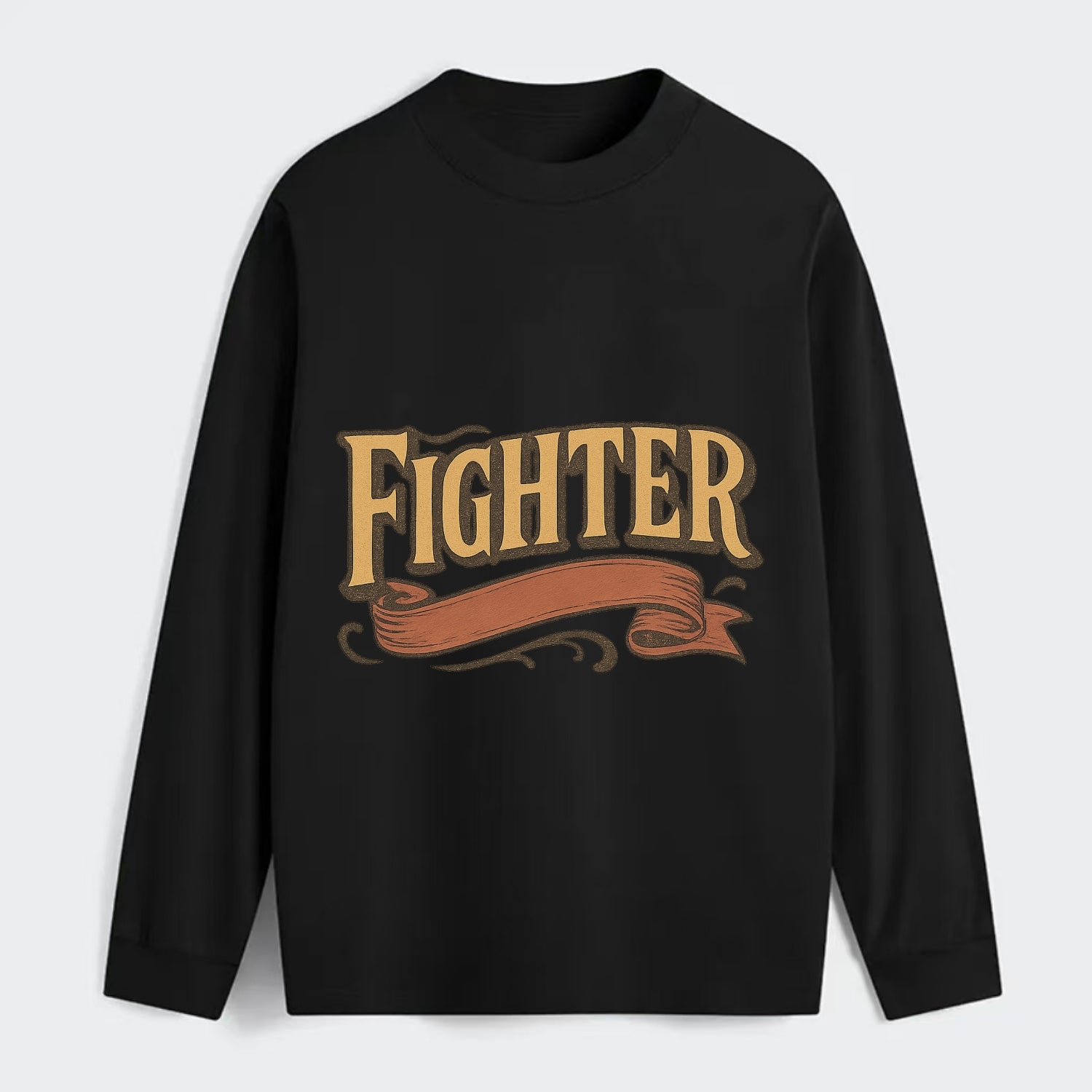 Bold typography design - "FIGHTER" - never giving up, battling on - Classic Long Sleeve Shirt - Black