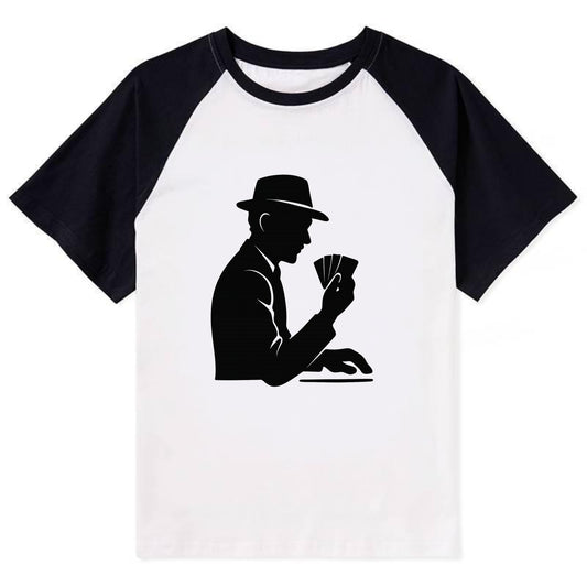 Poker player with cards close - Contrast Raglan T-shirt - Black