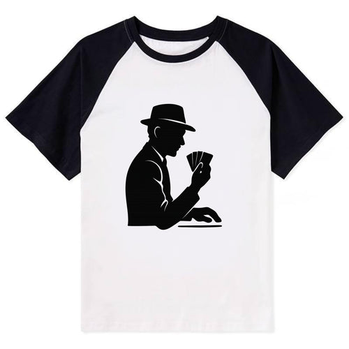 Poker player with cards close - Contrast Raglan T-shirt