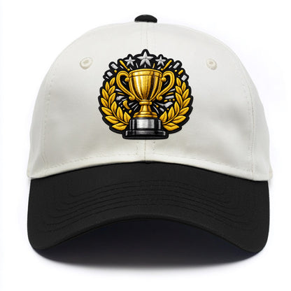 Embroidered patch design - CHAMPIONSHIP TROPHY - golden trophy cup with laurels in - Two Tone Cap - Black