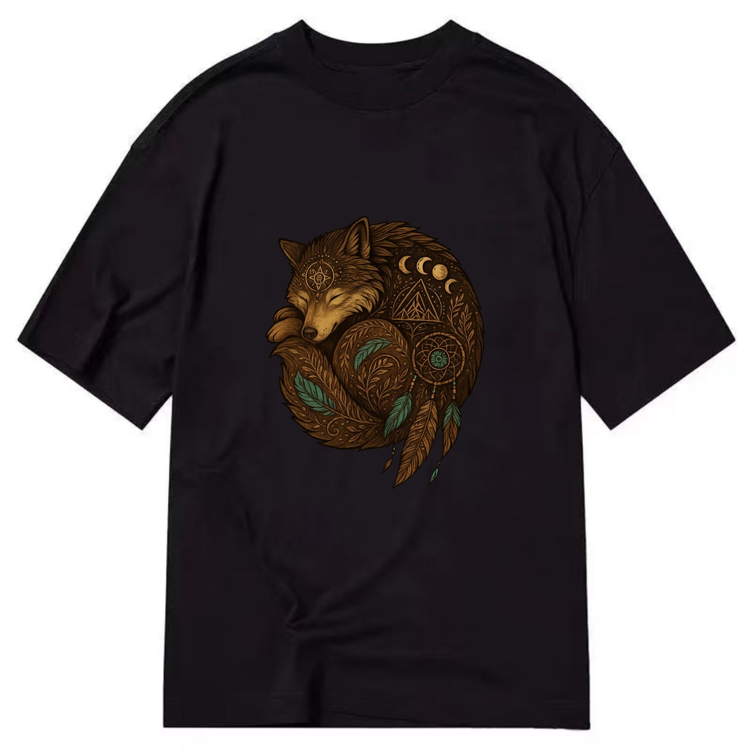 Sleeping Wolf Peace  - Classic T-shirt - Black