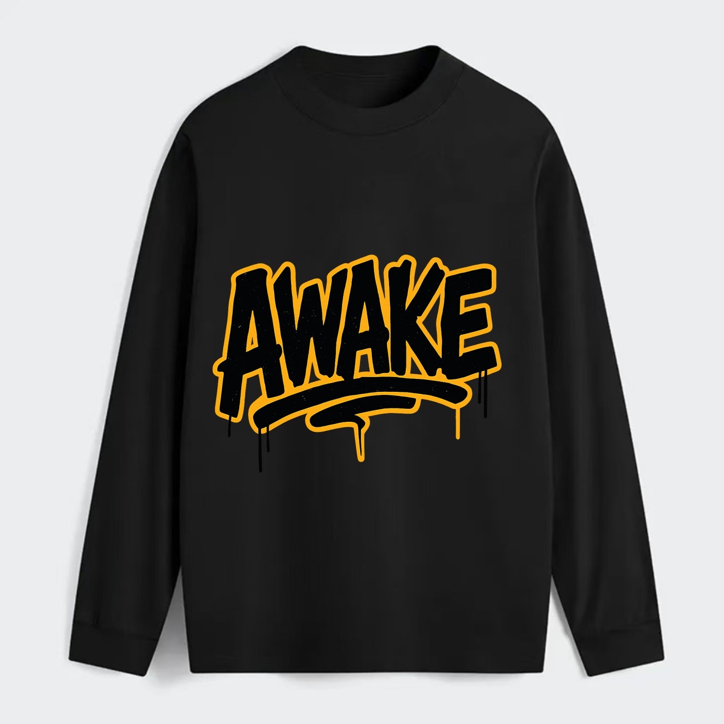 Bold typography design - "AWAKE" - conscious, aware, alert - Classic Long Sleeve Shirt - Black