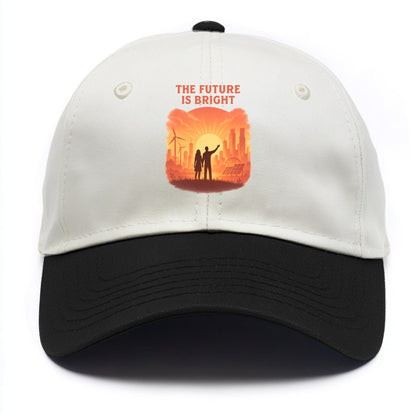 Sunrise over thriving sustainable city - "The Future is Bright" - optimistic vision - Two Tone Cap - Black