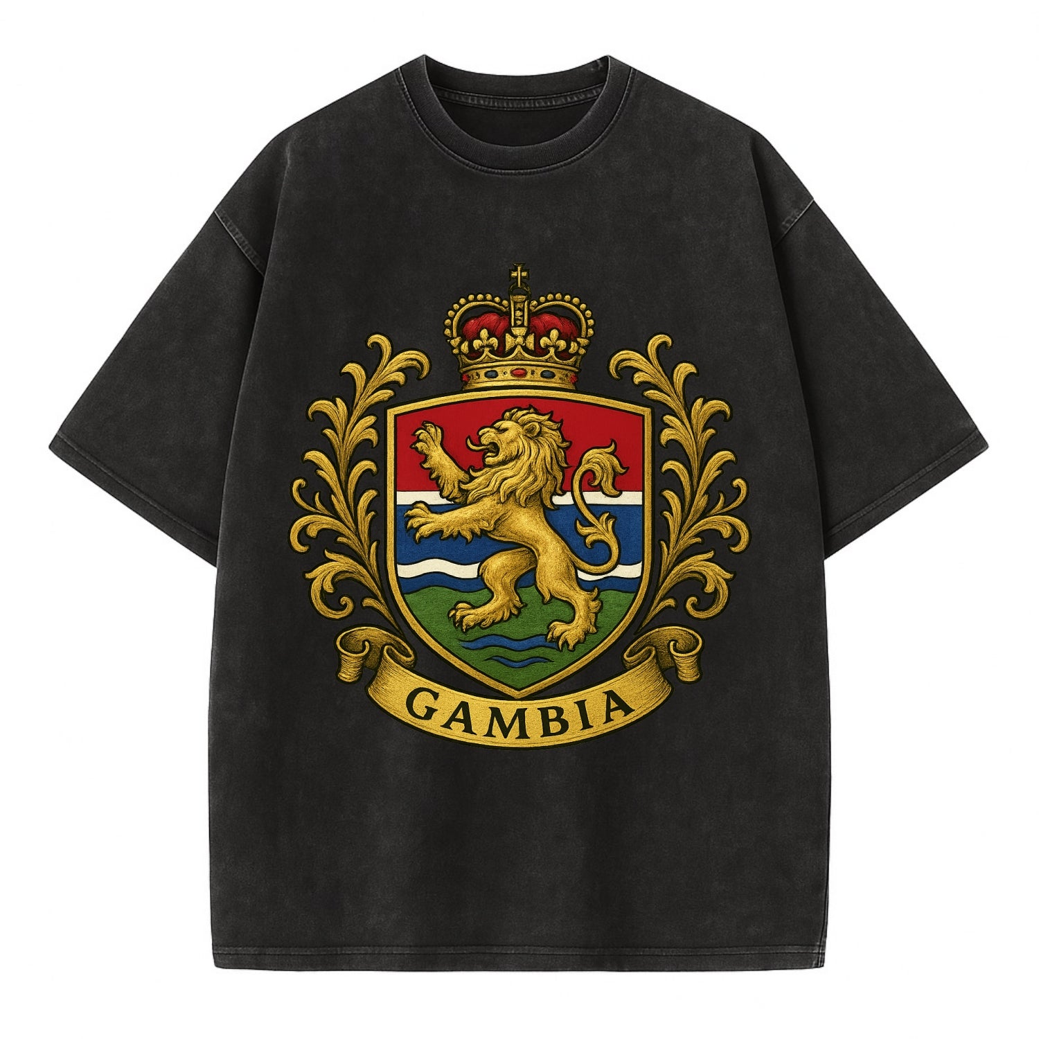 Gambia Heritage Badge  - Vintage T-shirt - Black