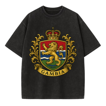 Gambia Heritage Badge  - Vintage T-shirt - Black