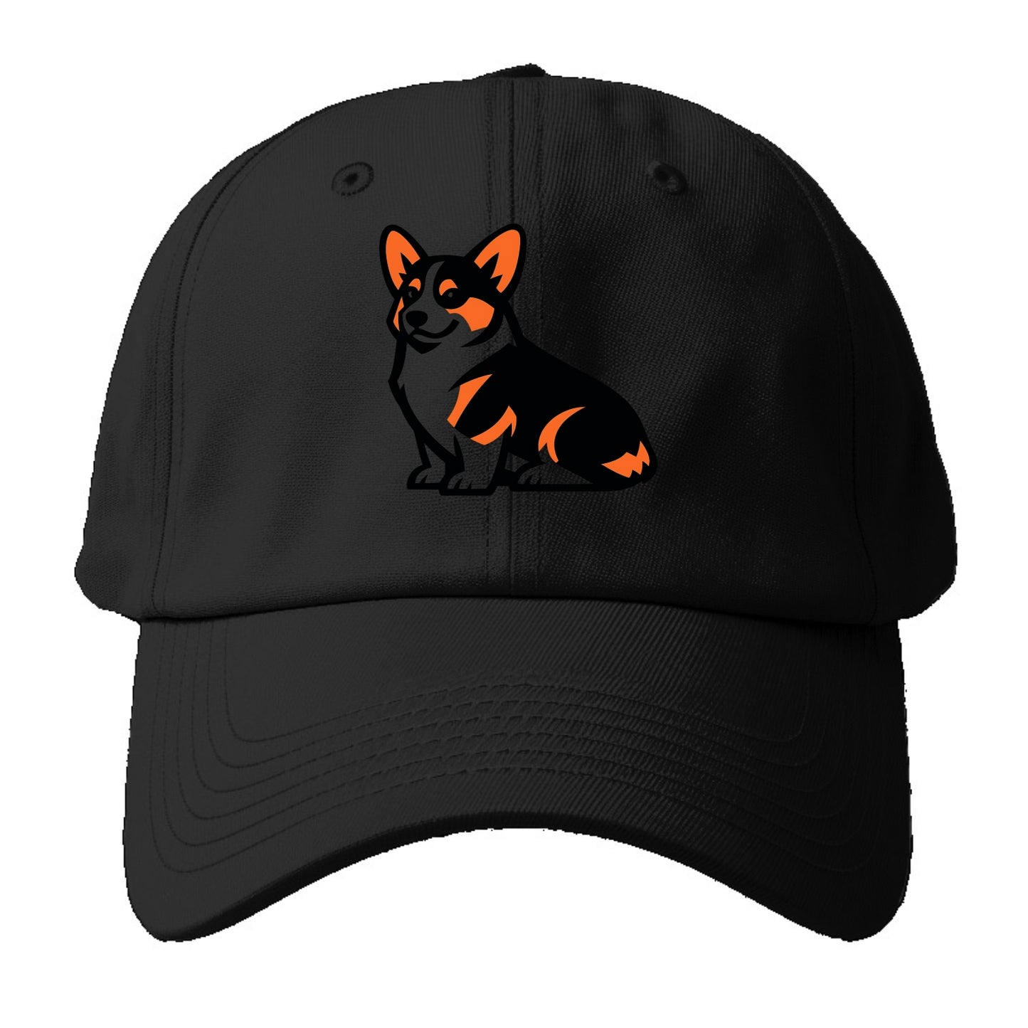 Tricolor Corgi Charm - Baseball Cap - Black