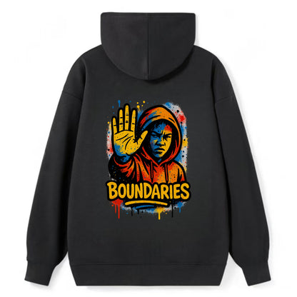 Person holding up hand in "stop" gesture - setting boundaries concept, - Classic Pullover Hoodie - Black