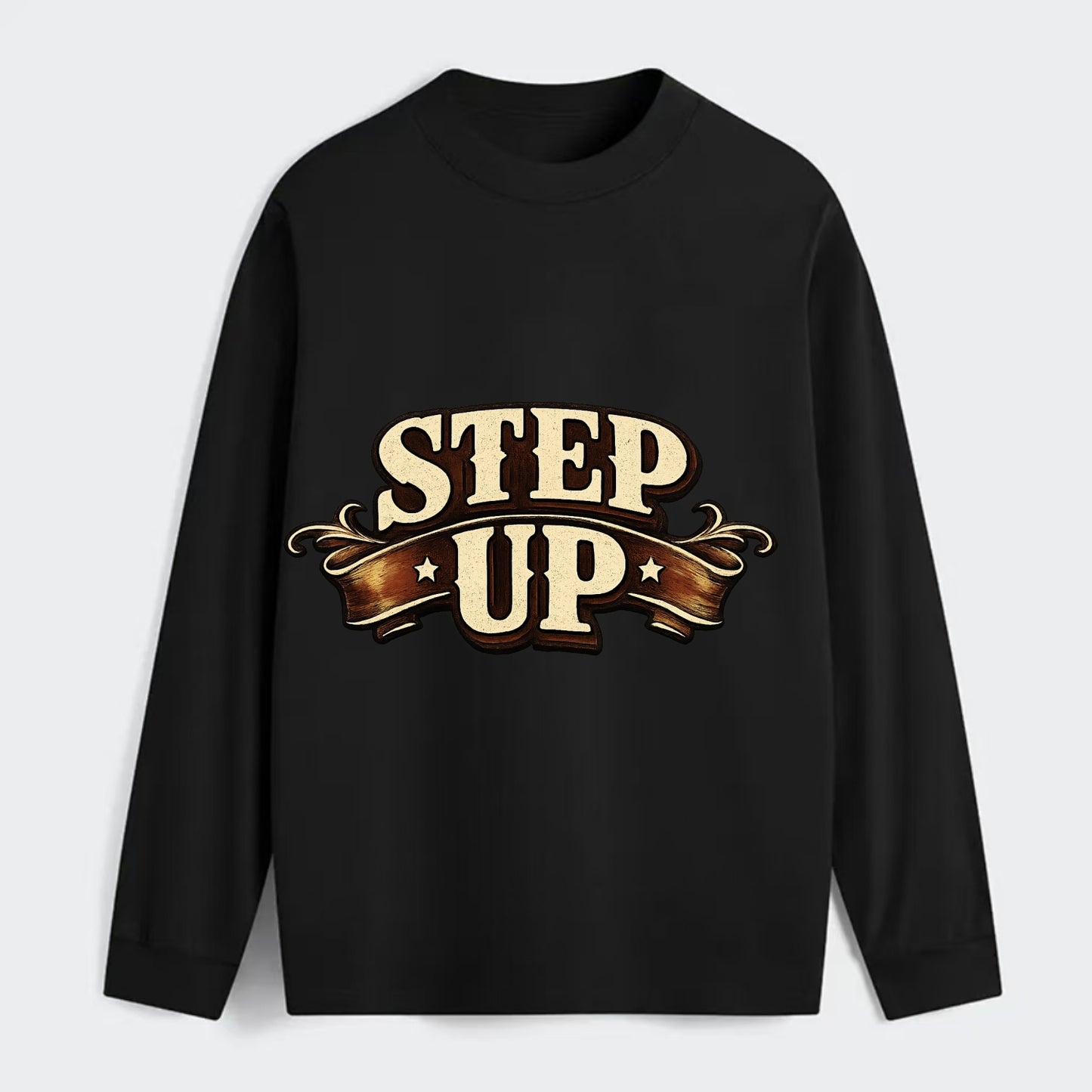 Bold typography design - "STEP UP" - rise to occasion, take charge - Classic Long Sleeve Shirt - Black