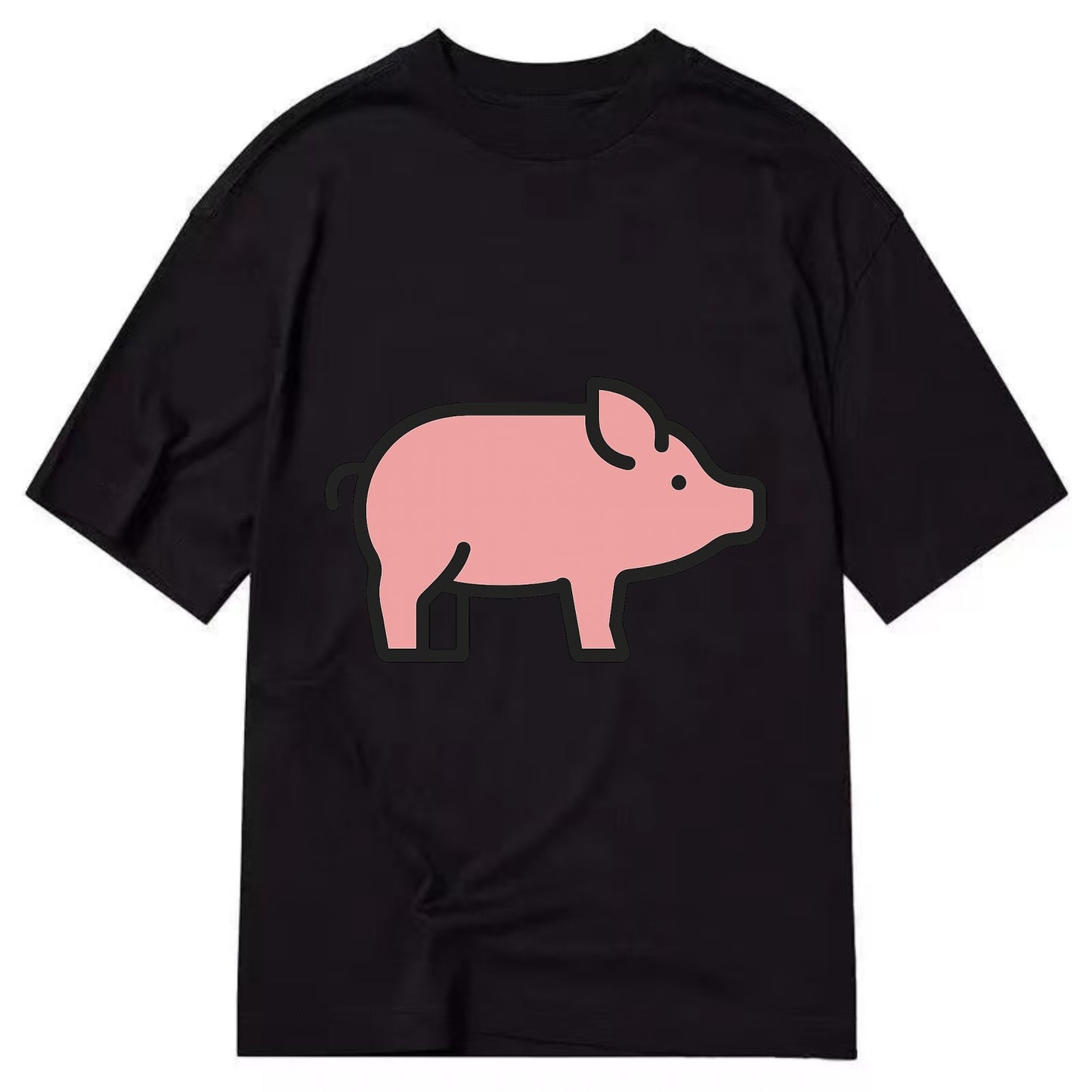 Pig - Pink farm pig flat side profile - Classic T-shirt - Black