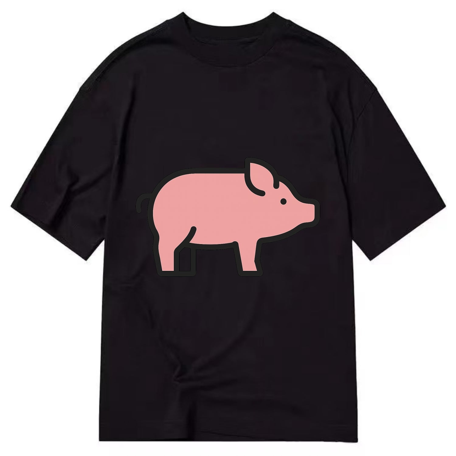 Pig - Pink farm pig flat side profile - Classic T-shirt - Black