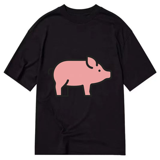 Pig - Pink farm pig flat side profile - Classic T-shirt - Black