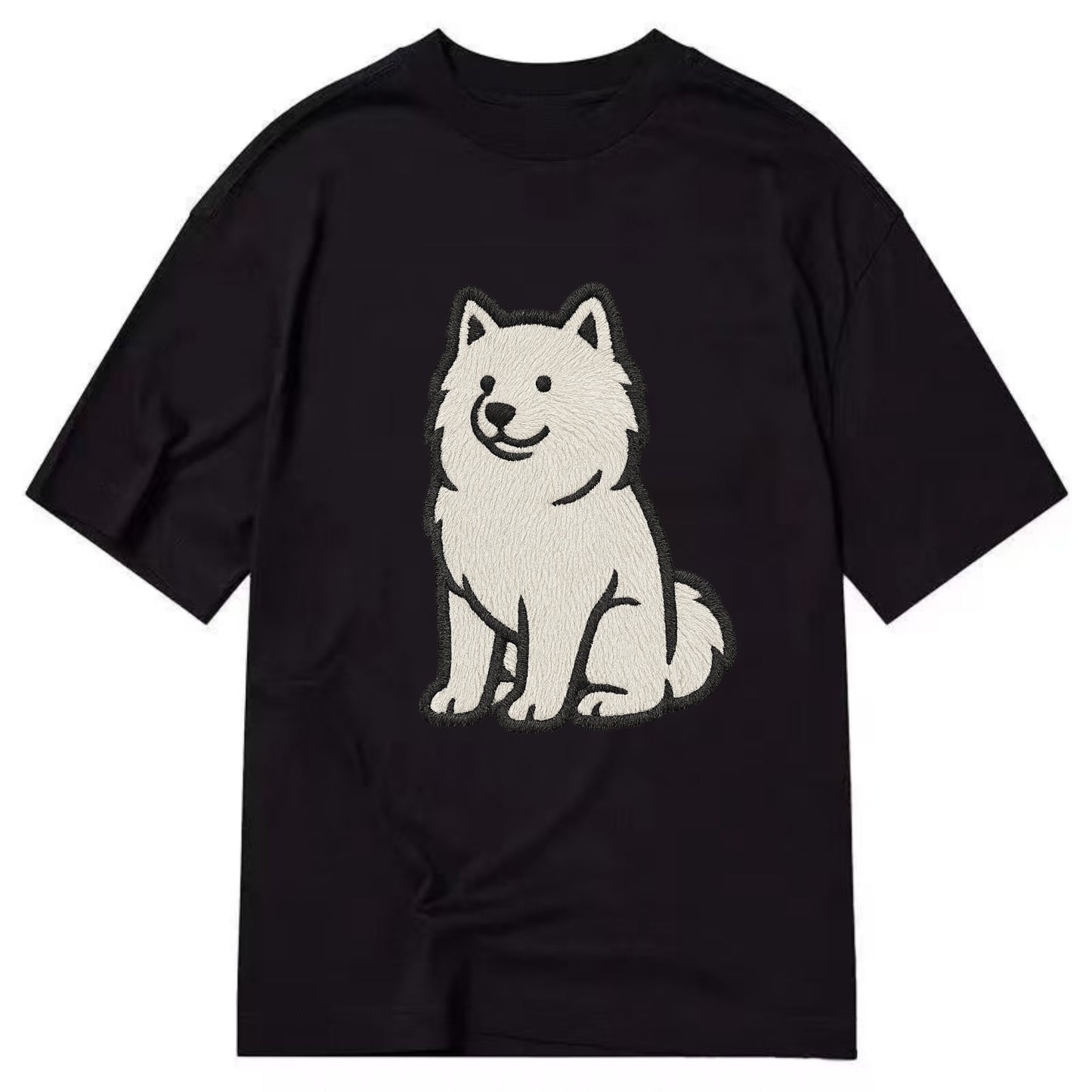 Samoyed - White fluffy embroidered desig Classic T-shirt - Black