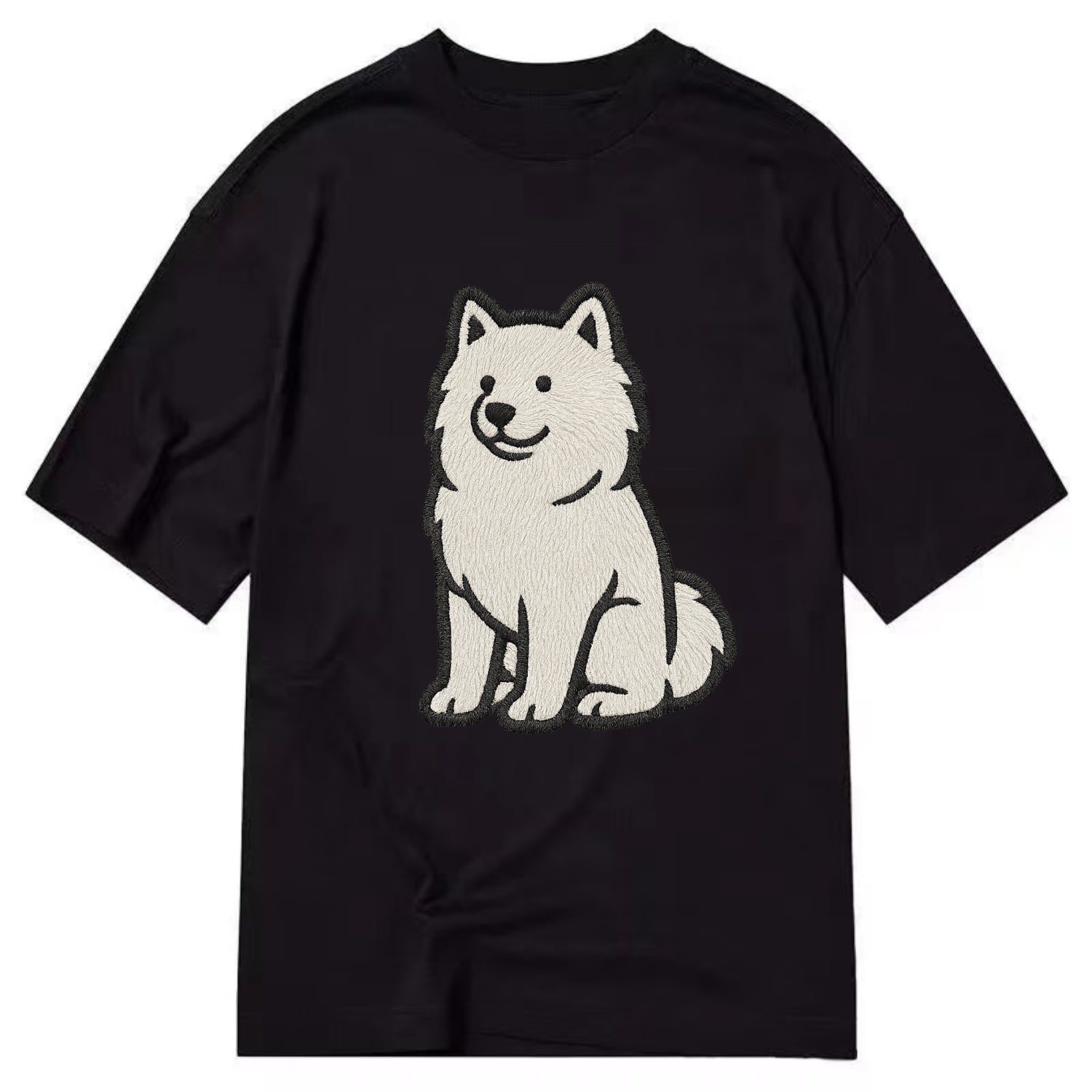 Samoyed - White fluffy embroidered desig Classic T-shirt - Black
