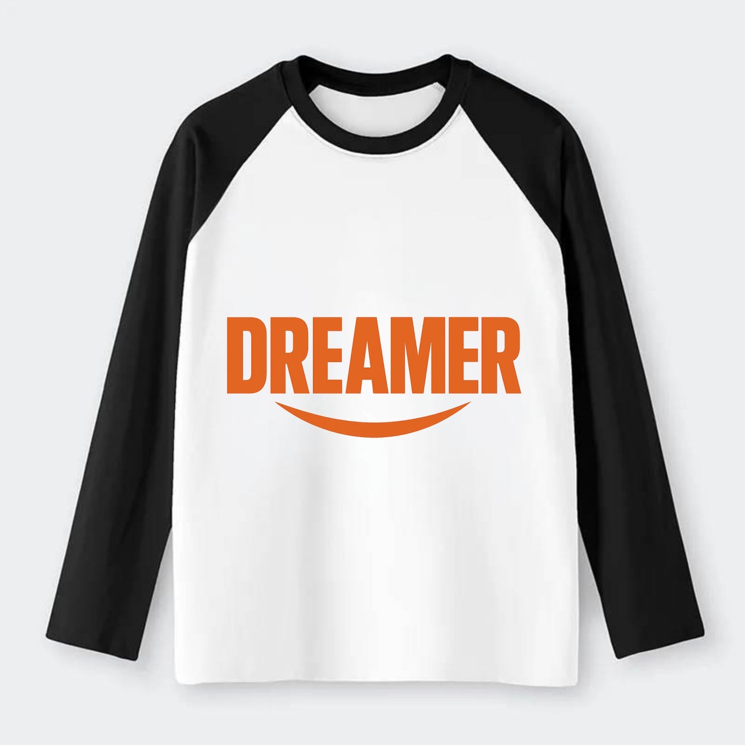 Bold typography design - "DREAMER" - imagination, seeing possibilities - Raglan Long Sleeve T-Shirt - Black