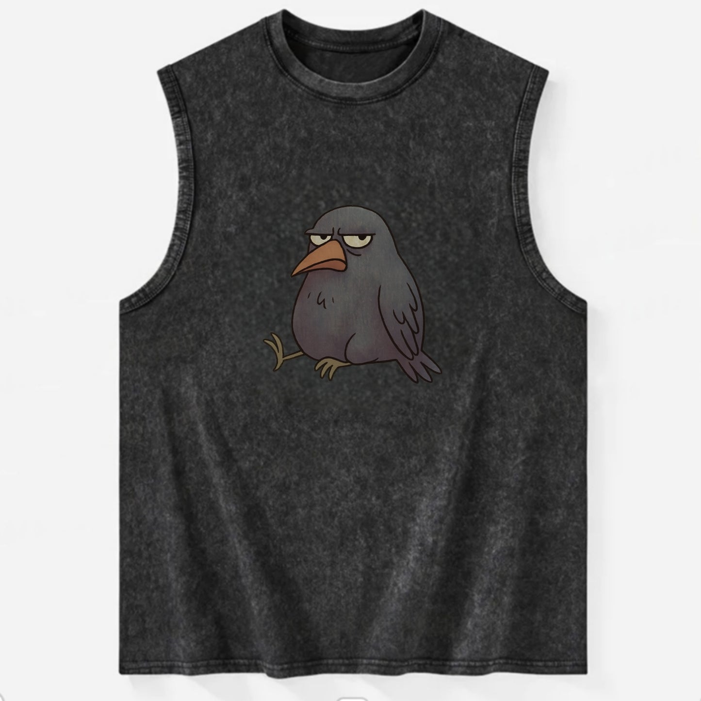 THE CROW JUDGES SILENTLY | Black crow with disapproving - Vintage Washed Tank - Black