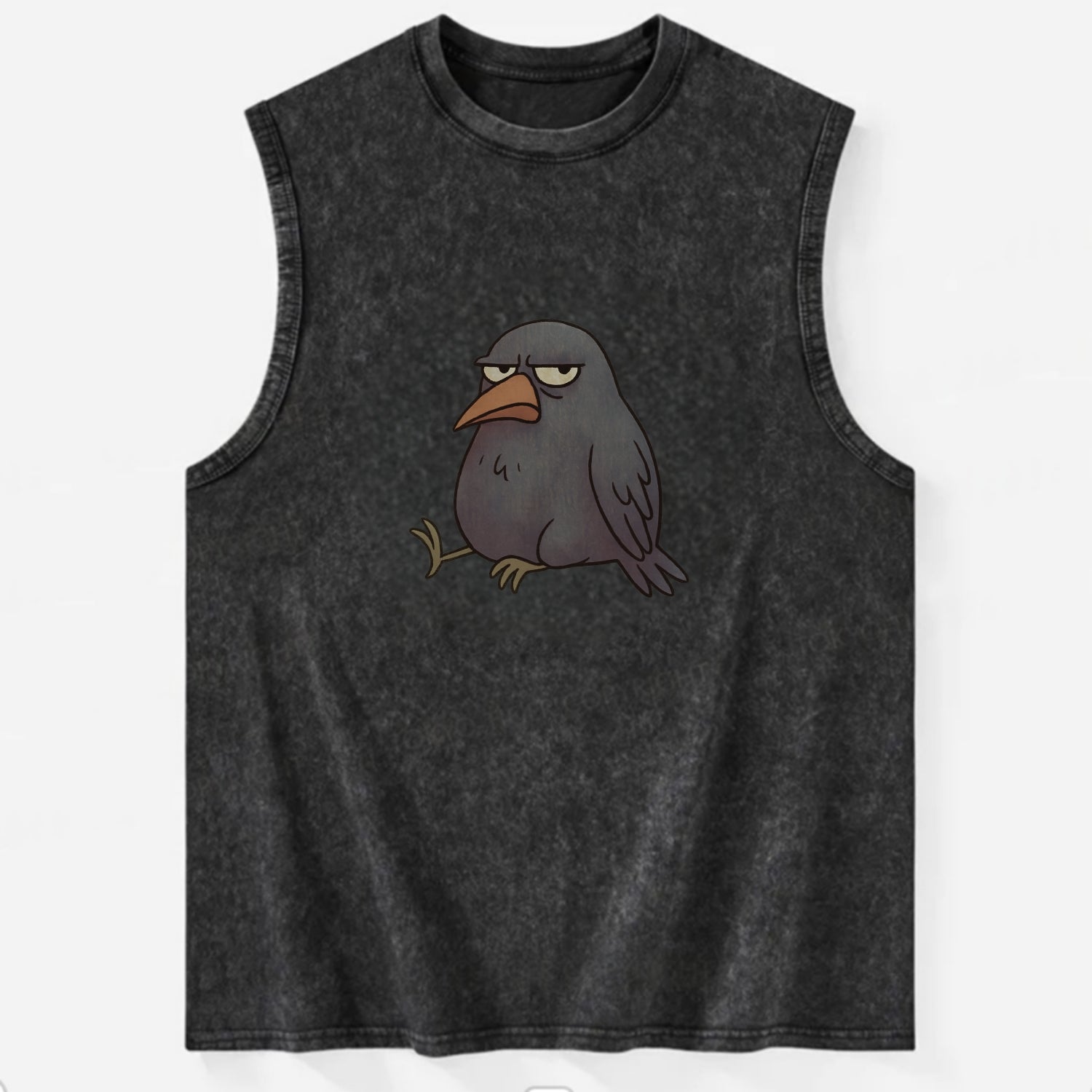 THE CROW JUDGES SILENTLY | Black crow with disapproving - Vintage Washed Tank - Black