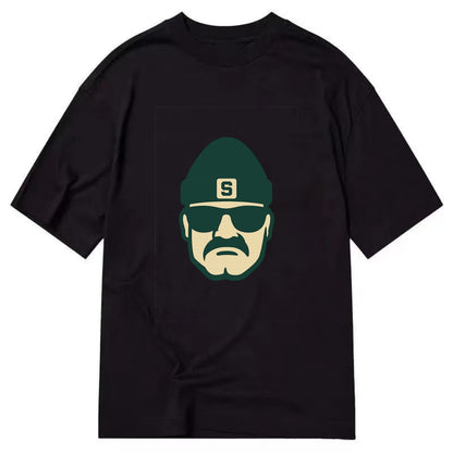 East Lansing Spartan wearing Michigan State beanie with S patch - Classic T-shirt - Black