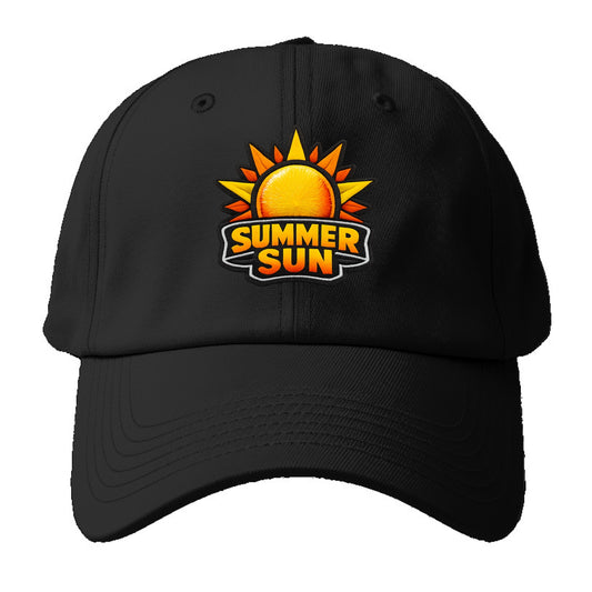 SUMMER SUN - bright sun with rays in yellow and orange , hot season - Baseball Cap For Big Heads - Black