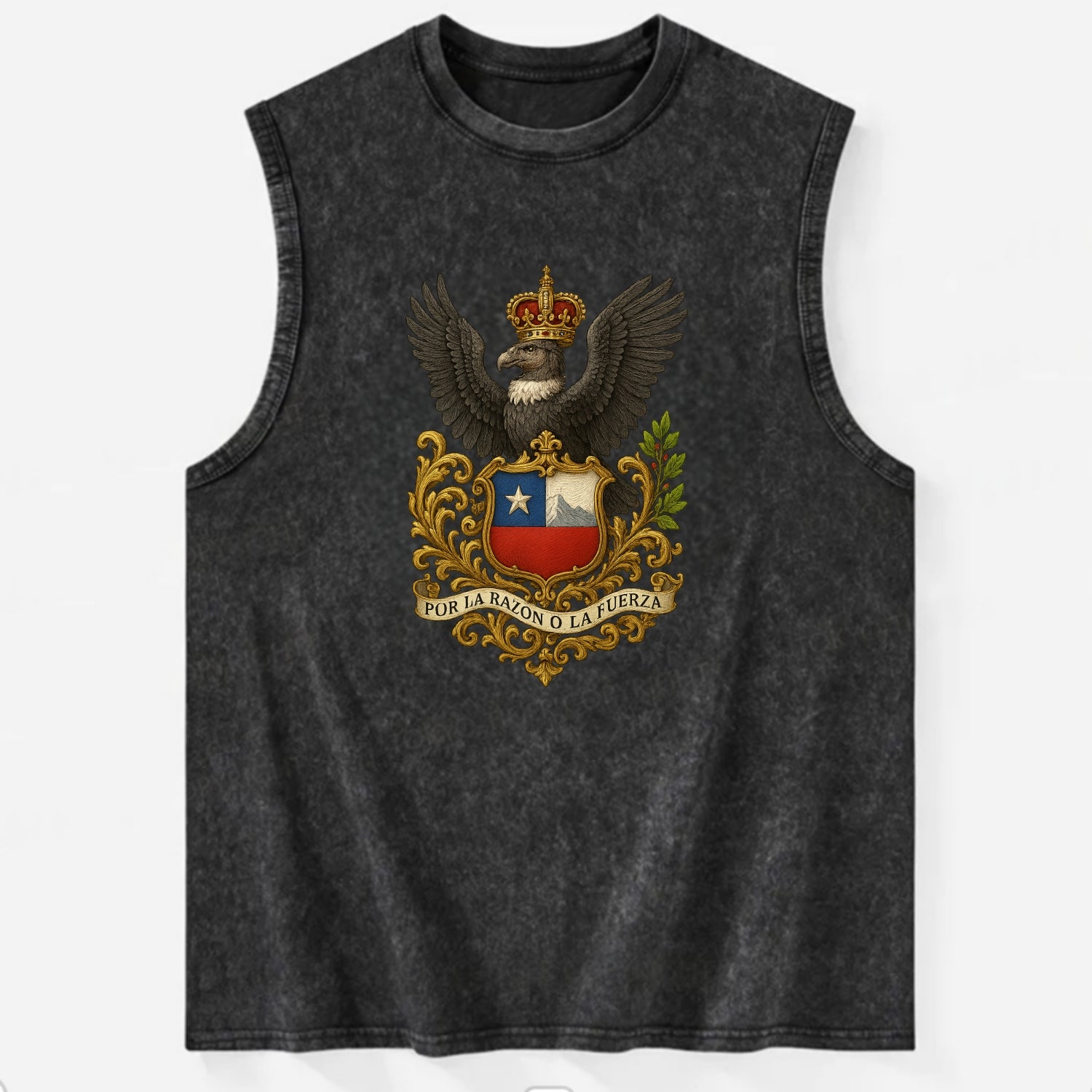 Chile Andean Condor Emblem  - Vintage Washed Tank - Black