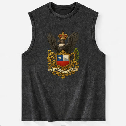 Chile Andean Condor Emblem  - Vintage Washed Tank - Black