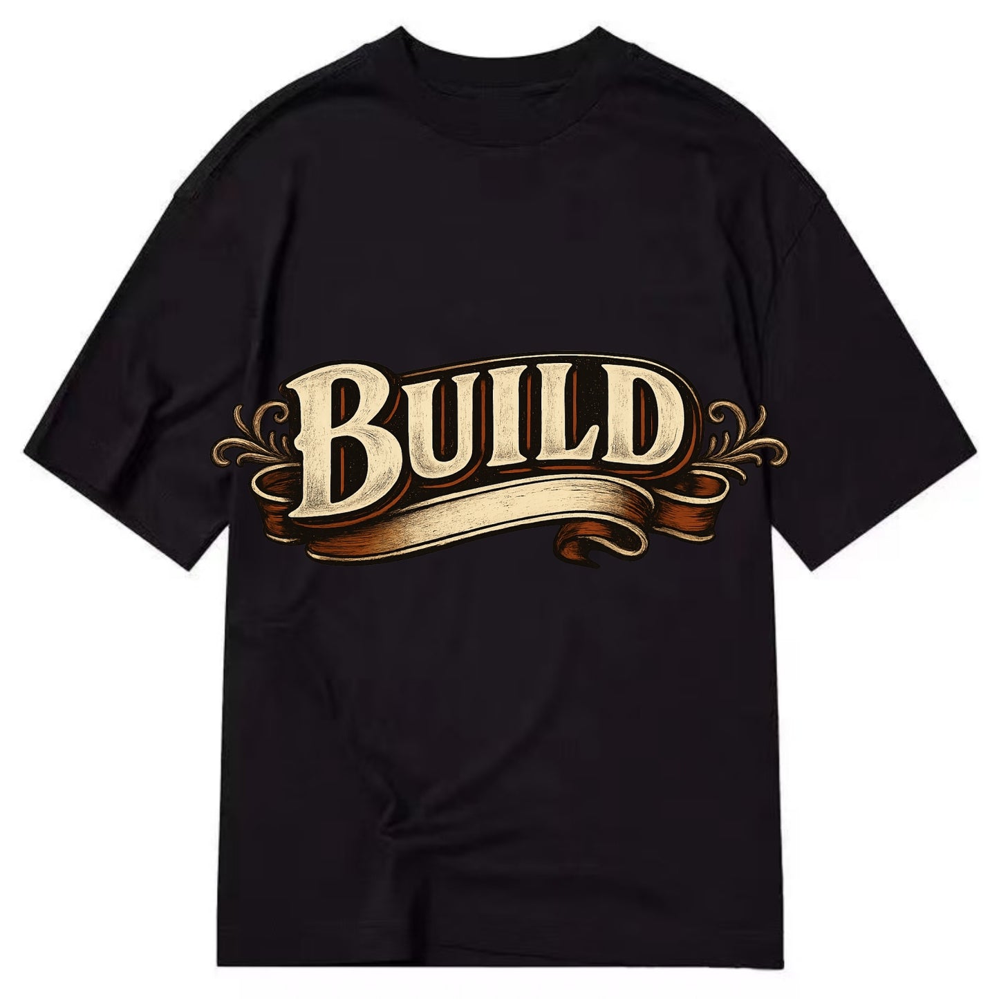 Bold typography design - "BUILD" - constructing, making real - Classic T-shirt - Black