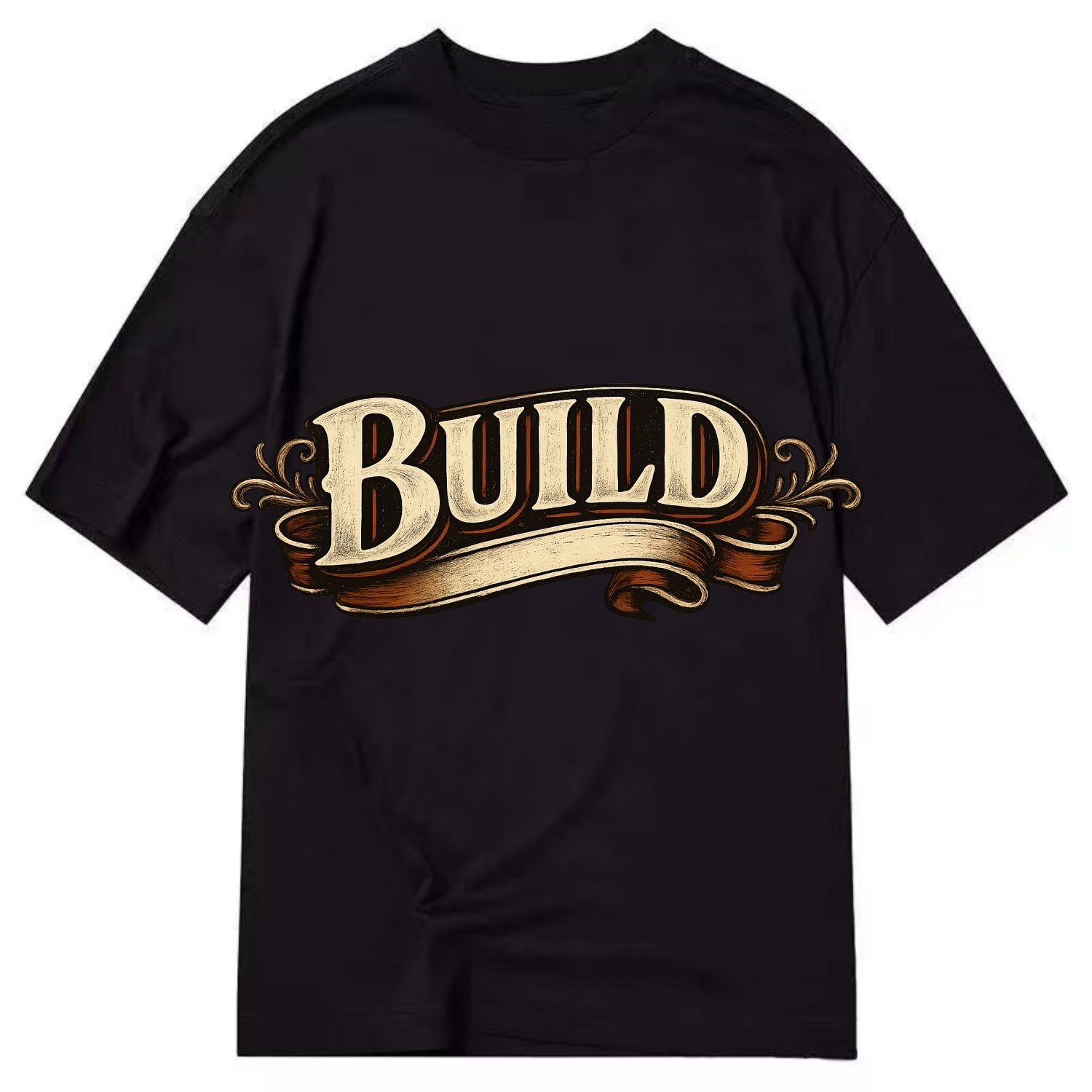 Bold typography design - "BUILD" - constructing, making real - Classic T-shirt - Black