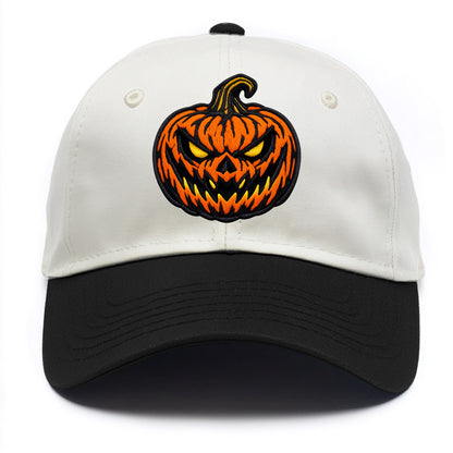 HALLOWEEN PUMPKIN - jack o lantern in orange and black , spooky - Two Tone Cap - Black