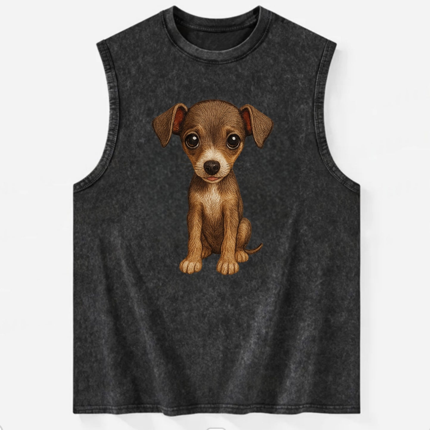 Baby Italian Greyhound Puppy - sleek tiny body, long legs, gentle eyes, - Vintage Washed Tank - Black