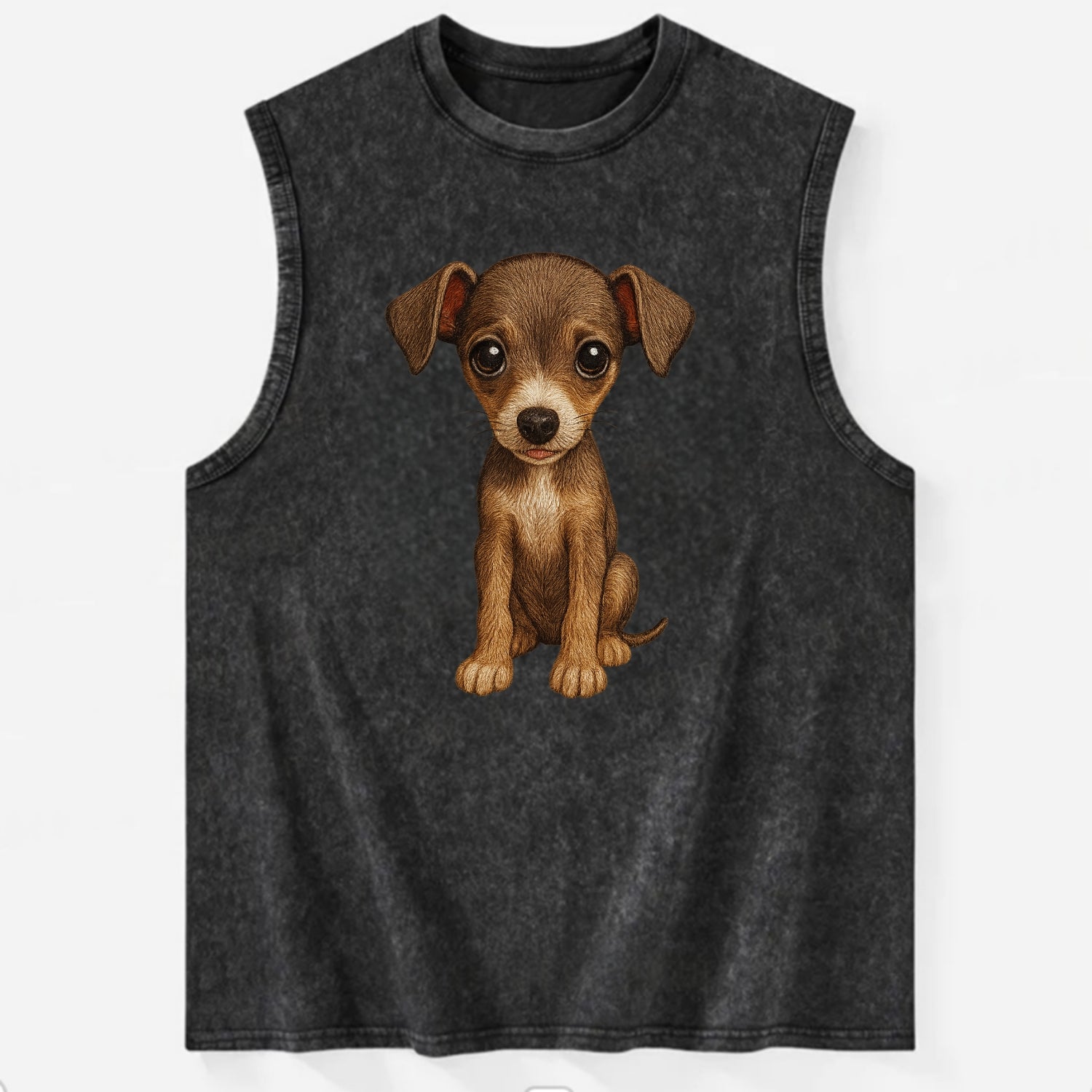 Baby Italian Greyhound Puppy - sleek tiny body, long legs, gentle eyes, - Vintage Washed Tank - Black