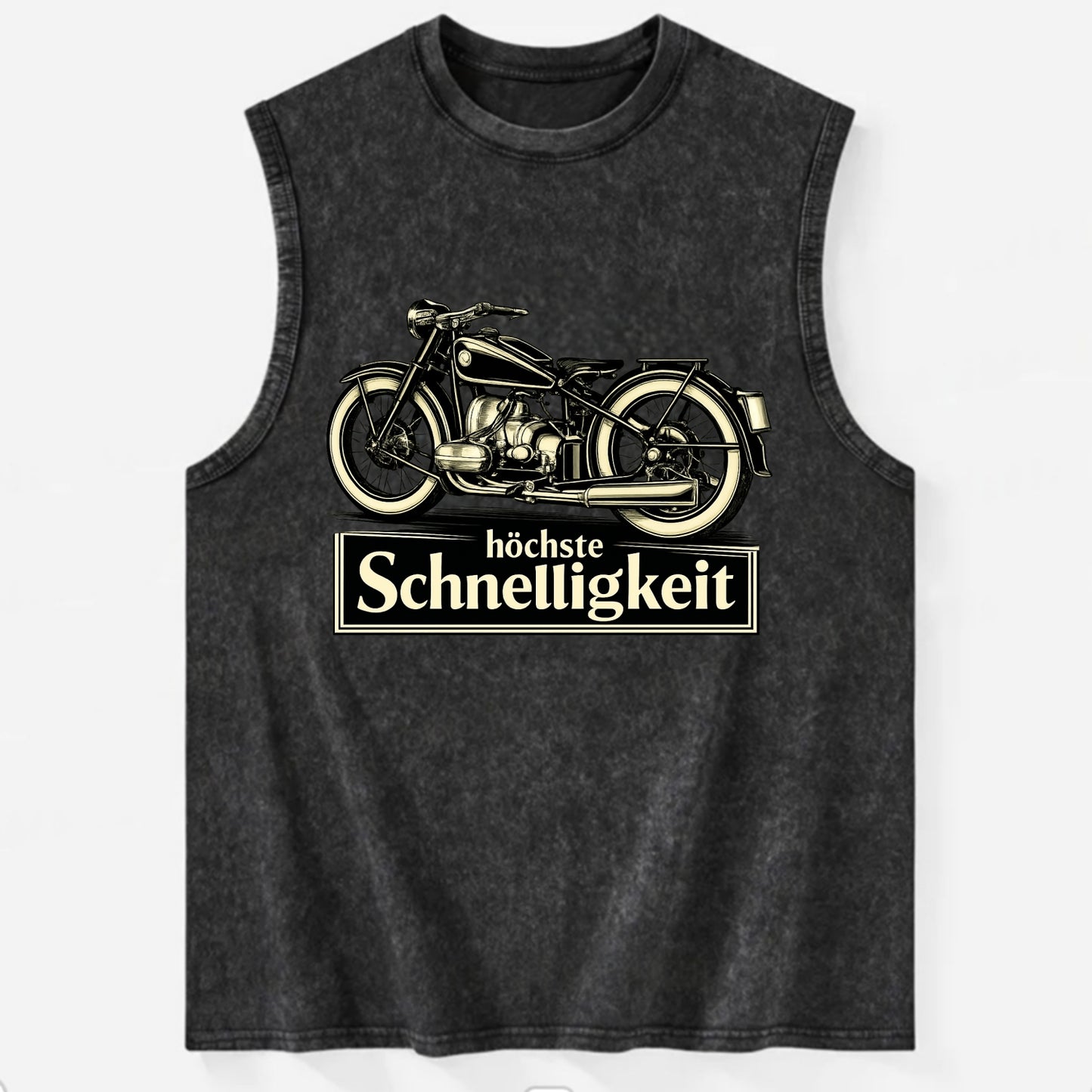 German Speed Motorcycle - Vintage Washed Tank - Black