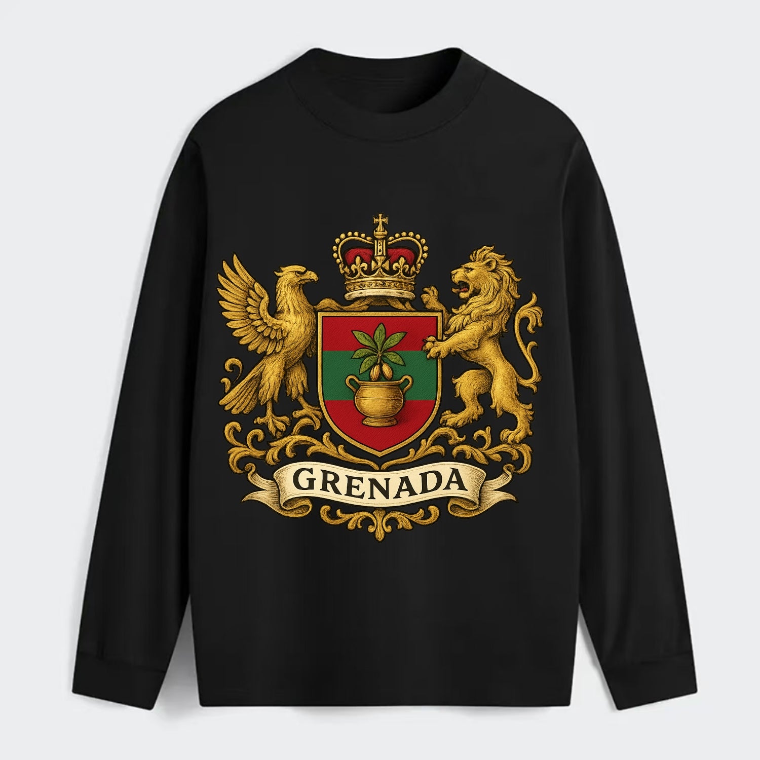 Grenada Heritage Badge  - Classic Long Sleeve Shirt - Black